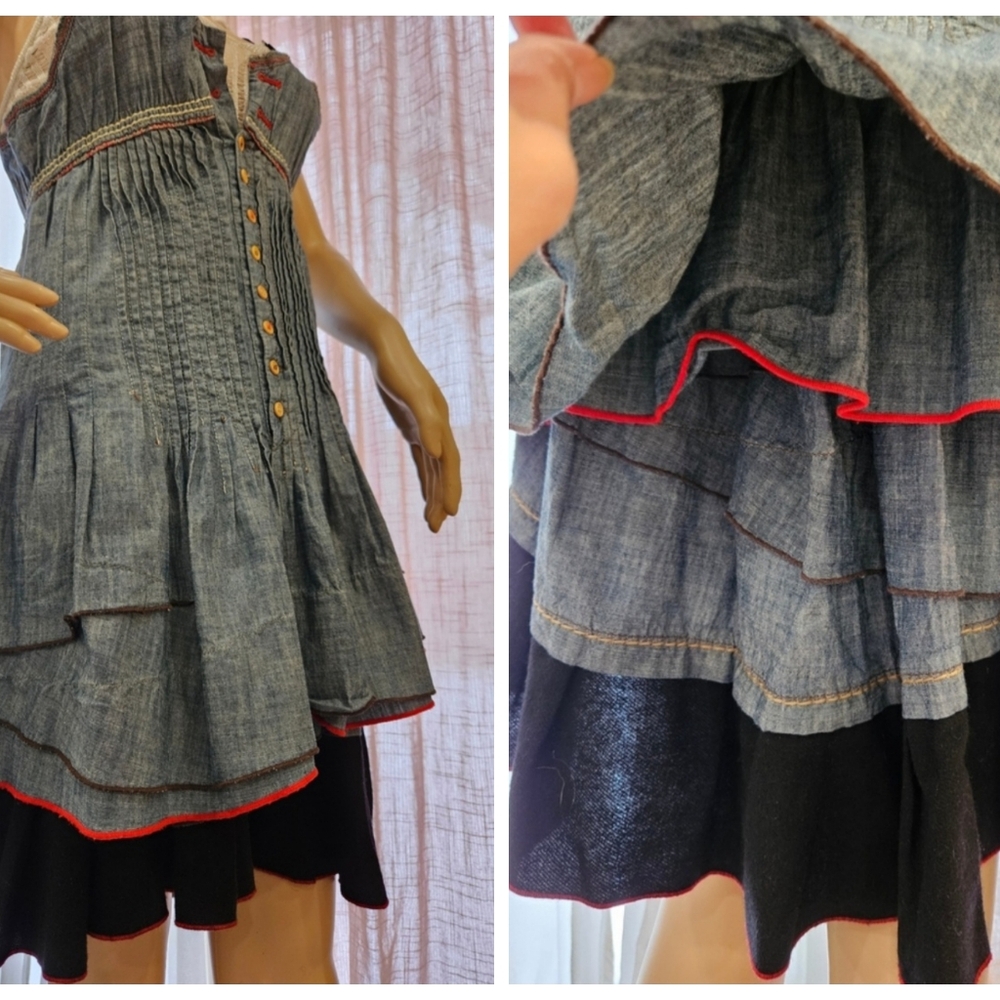 Vintage MARITHÉ & FRANÇOIS GIRBAUD Wool Blend Patchwork Multi-Layered Skirt - Picture 13 of 16
